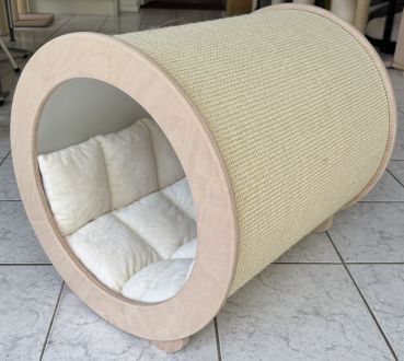 B-Ware Jumbo Bodenrolle aus Multiplex Buche – XXL Katzenhöhle mit Sisal – Ø 50 cm