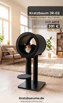 Kratzbaum JR-02 aus Multiplex Buche | Alles in schwarz | 140 cm