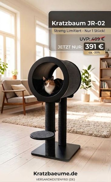Kratzbaum JR-02 aus Multiplex Buche | Alles in schwarz | 140 cm
